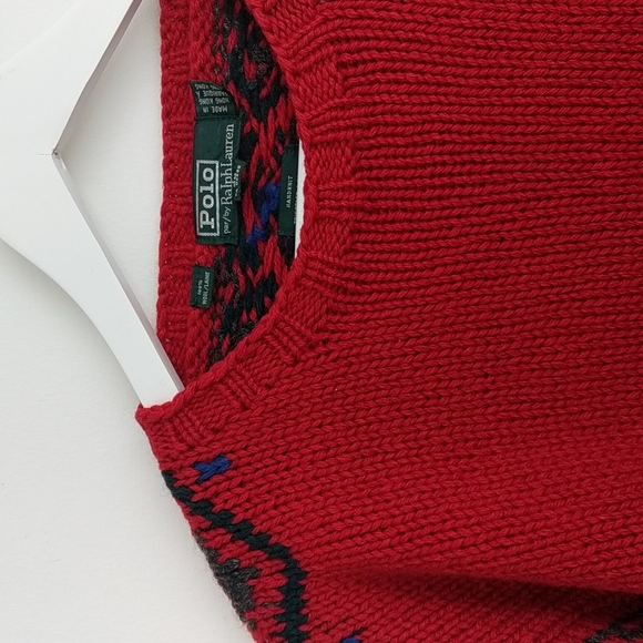 Vintage Polo by Ralph Lauren Red Wool Boys Sweater - Picture 7 of 12
